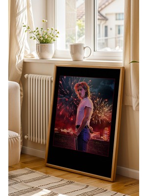 Stranger Things Billy Hargrove Tasarım Çerçeveli Tablo - Retro Hawkins Yazı Sanatsal Duvar Dekoru