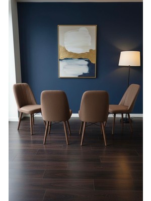 Todek Home Nora 4 Adet Sandalye - Nubuk Kumaşlı Sandalye | Modern Ahşap Ayaklı Yemek & Çalışma Sandalyesi | Minimal Tasarım