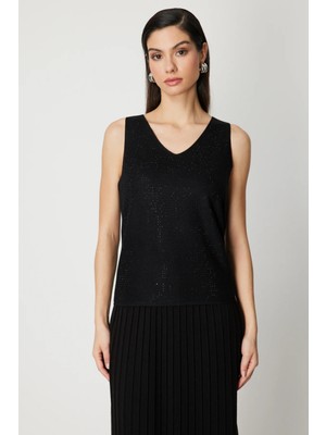 On Triko Taşlı V Yaka Triko Bluz 60437