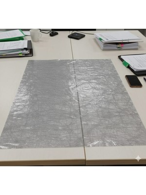 ÜN.K Gri Şeffaf Pvc Masa Örtüsü Hasır Desenli Masa Örtüsü Lüx Model