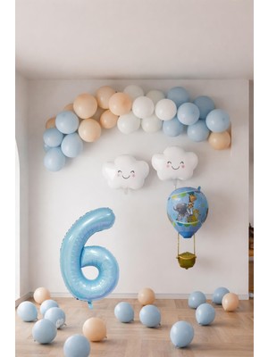 Patladı Gitti 6 Yaş Mavi Gökyüzü Doğum Günü Konsepti