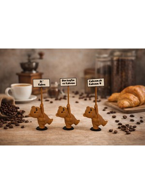 Eynes Avize Kahve Sunumluğu Için Dekoratif Ayıcık Figürü Kahve Köşesi Dekoru 3 Lü Ayıcık Seti