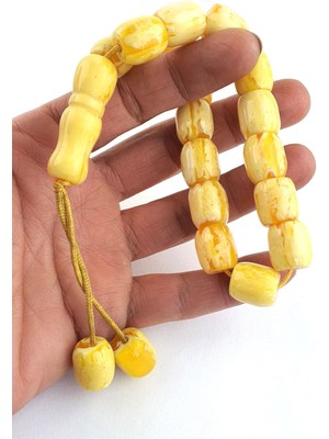 Süt Kehribar Tasarım Kesme Tesbih