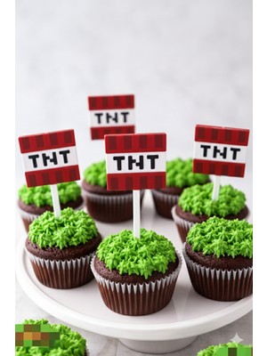 DIGIARTISAN3D Minecraft T. N.t Kek Süsü – Doğum Günü ve Parti Pastası Dekoru (6 Adet)