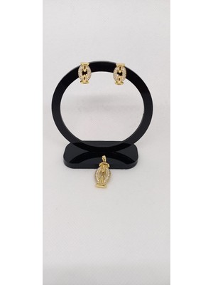 Xuping Jewelry Taşlı Küpe ve Kolye Ucu Set