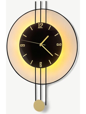 Aga Konsept LED Nero Amedi Black, Gold Point, Modern Dekoratif Metal Duvar Saati