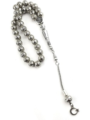 Volkanik Taşlı Çelik Püsküllü Doğal Taş Tesbih