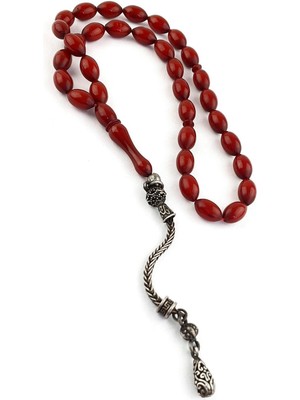 Ateş Kehribar 925AYAR Gümüş Püsküllü Tasarım Tesbih