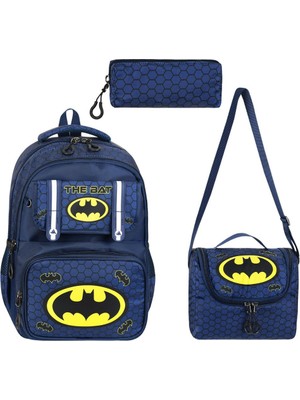 KumOziShop Erkek Çocuk Yarasa Desenli Ortopedik Okul Çantası Termal Beslenme ve Kalemlik