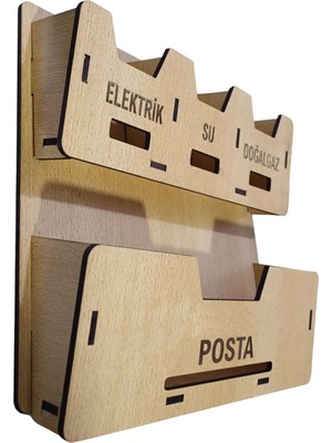 Mars Tasarım Apartman Ortak Fatura & Posta Kutusu Ahşap - 5mm Kalın