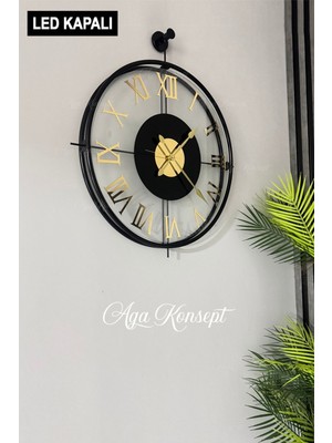 Aga Konsept LED Li Black Eyes La Clock Orta Boy Siyah, Modern Dekoratif Ispanyol Tarzı Duvar Saati