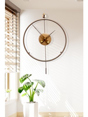 Aga Konsept Tiktok Plus Orta Boy 50 x 75 cm Rose Gold (Bakır Rengi), Modern Dekoratif Sarkaçlı Metal Duvar Saati