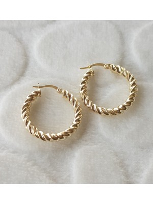 Canka Gold İthal Burgu Halka Gümüş Küpe Çap 2,5 cm