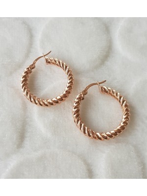 Canka Rose İthal Burgu Halka Gümüş Küpe Çap 2,5 cm