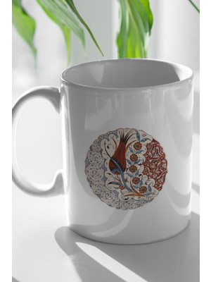 Mio Life Osmanlı Motif Çini Sanatı Baskılı Beyaz Kupa Bardak