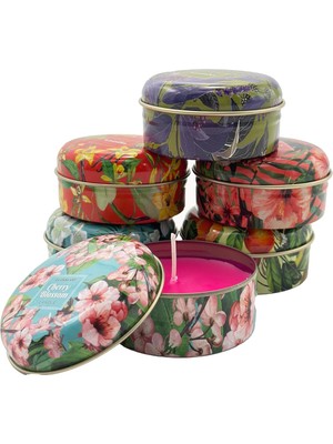 6'lı Metal Kutulu Renkli ve Kokulu Mum Seti – Farklı Renk ve Kokularla Uzun Süre Yanan Dekoratif Mum