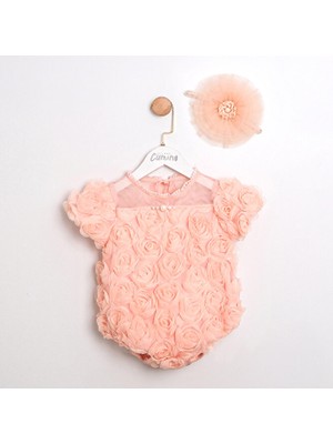 ministok Rosa Saç Aksesuarlı Kız Bebek Tulum