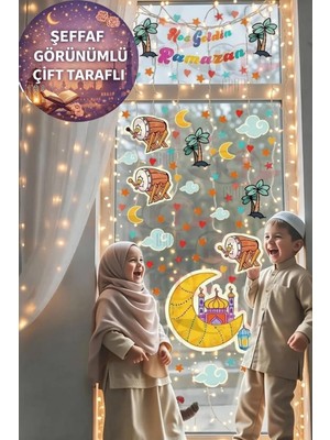 Hoşgeldin Ramazan Çift Taraflı Cam Duvar Kapı Sticker Seti