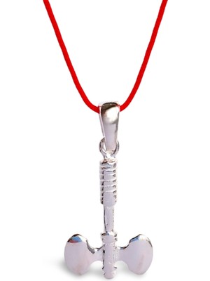 925 Ayar Gümüş Kırmızı Ip Viking Balta Tasarım Kadın Choker Kolye 2