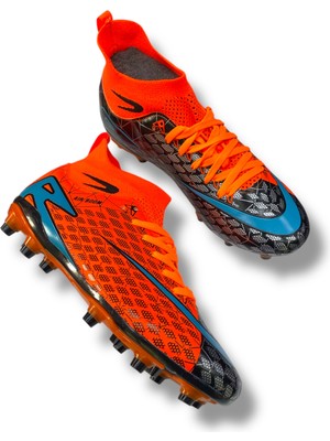 400 Fans Çift Renk Çoraplı Krampon Turuncu Turkuaz Desenli