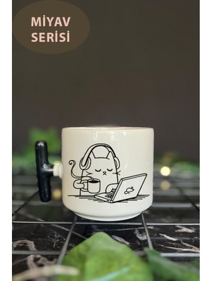 Mio Life Kedi Tasarımlı Kupa Bardak Takımı, Komik Tasarım Kupa, Arkadaşa Hediye