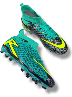 400 Fans Çift Renk Çoraplı Krampon Turkuaz Sarı Desenli Desenli