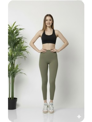 Trend Dokunuş Fitilli Şardonlu Yüksek Bel Tayt