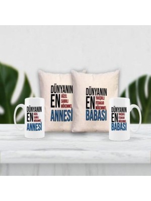 Mio Life En Iyi Anne ve Baba Ikili Kupa Yastık Seti 1242