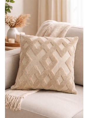 Valoroso Tekstil Wellsoft Punch Panç Desen Fermuarlı Kırlent Kılıfı – Kabartmalı Dekoratif Kırlent Kılıfı