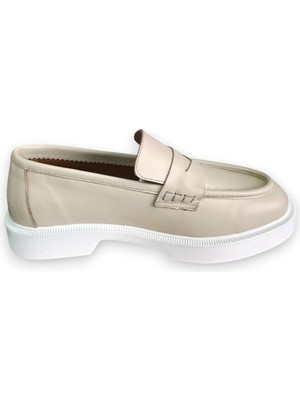 Hakiki Deri Kadın Loafer Makosen Casual Fiyonklu Günlük Ayakkabı