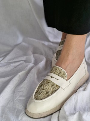 Yeni Sezon Hakiki Deri Hasır Kadın Loafer - Rahat ve Tarz