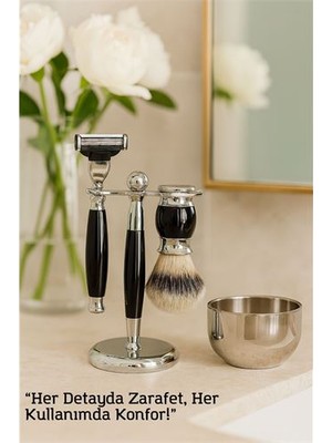 Najmaddin Hsnet Koleksiyon Tıraş Seti – 304 Cerrahi Çelik &amp; Kemik Saplı | Çift Cida - NJ001P-4I4RC