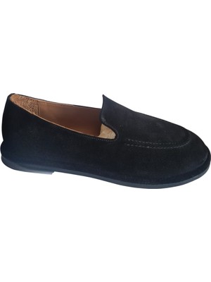 Hakiki Deri Süet Kadın Loafer Günlük Klasik Ayakkabı - Kahverengi