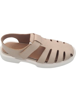 Hakiki Deri Açık Mavi Günlük Kadın Sandalet