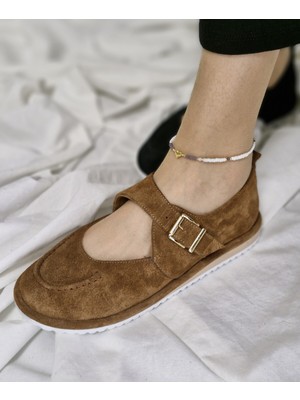 Modern Tarz Hakiki Süet Tokalı Kadın Ayakkabı