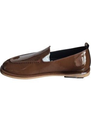 Hakiki Deri Rugan Kadın Loafer Günlük Klasik Ayakkabı