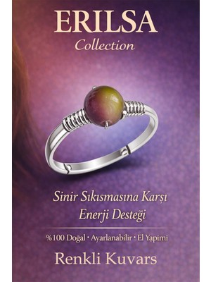 Erilsa Sertifikalı Sinir Gevşetici Enerji Yüzüğü – Renkli Kuvars Ayarlanabilir Ince Kasa Aslan Koç Burcu