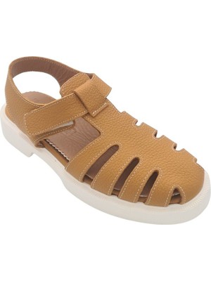 Hakiki Deri Açık Mavi Günlük Kadın Sandalet