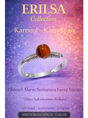 Erilsa Sertifikalı Zihinsel Alarm Susturucu Yüzük – Karneol Taşı Ayarlamalı Ince Kasa Ikizler Başak Terazi