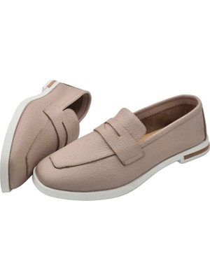 Hakiki Deri Saraçlı Fiyonk Günlük Kadın Ayakkabı Babet Loafer Makosen