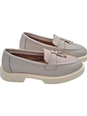 Hakiki Deri Açık Gri Kadın Günlük Ayakkabı