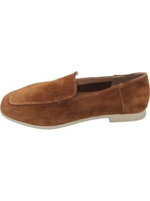 Hakiki Deri Günlük Bej Kadın Ayakkabı Babet