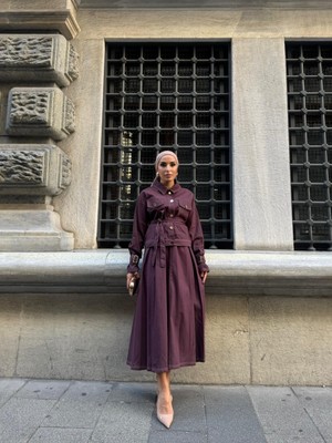 Kemerli Kot Ceket Etek Takım