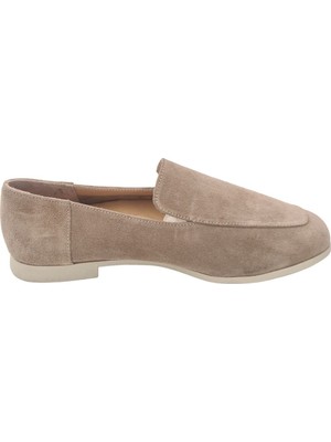 Hakiki Deri Günlük Bej Kadın Ayakkabı Babet