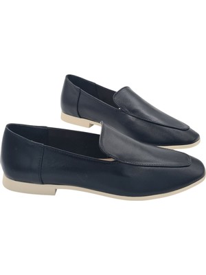 Hakiki Deri Günlük Bej Kadın Ayakkabı Babet