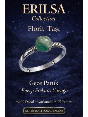 Erilsa Sertifikalı Gece Panik Enerji Yüzüğü – Florit Taşı Ayarlanabilir Ince Kasa Kova Balık Terazi Burcu