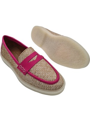 Hakiki Deri Keten Detaylı Kadın Beyaz Günlük Ayakkabı