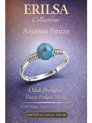 Erilsa Sertifikalı Odak Güçlendirme Enerji Yüzüğü – Arizona Firuze Ayarlanabilir Ince Yay Kova Balık Burcu