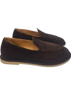 Hakiki Deri Süet Kadın Loafer Günlük Klasik Ayakkabı - Kahverengi