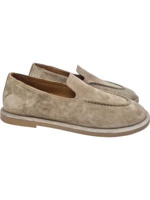 Hakiki Deri Süet Kadın Loafer Günlük Klasik Ayakkabı - Kahverengi